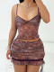 SC Mesh Print Sling Top Lace Skirt 2 Piece Set SHD-9786