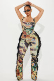 SC Colorful Printed Tassel Lace Jumpsuit SHD-9781