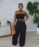 SC Solid Color Halterneck Darwstring Two Piece Pants Set GTYZ-7567