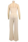SC Solid Color Wrap Chest Loose Two Piece Pants Set XHXF-8719
