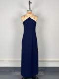 SC Backless Halterneck Slit Fashion Maxi Dress GWDS-250514