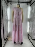 SC Solid Color Slash Shoulder Maxi Dress GFDY-1337