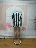 SC Striped Lapel Short Sleeve Top Shorts Set SFY-734