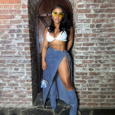 SC Fashion Side Split Denim Half-Length Skirt LSD-2480