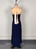 SC Backless Halterneck Slit Fashion Maxi Dress GWDS-250514