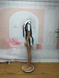 SC Striped Lapel Short Sleeve Top Shorts Set SFY-734