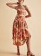 SC Print Halterneck Pleated Midi Dress XHXF-460