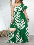 SC Single Shoulder Print Maxi Dress AIL-321