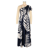 SC Single Shoulder Print Maxi Dress AIL-321