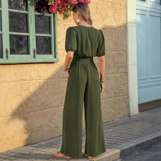 SC Short Sleeve Lapel Loose Jumpsuit GWDS-250508