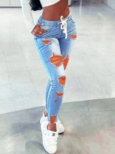 SC Fashion Washed Holes Pencil Jeans GXJF-234118