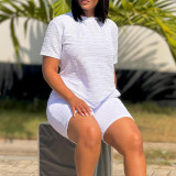 SC Plus Size Solid Color Short Sleeve Two Piece Shorts Set GMLF-3332