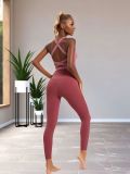 SC Solid Color Sport Tank Tops Yoga Pants Set SMD-25071