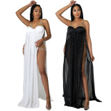 SC Sexy Mesh Hot Drill See Through Maxi Dress GOSD-6675