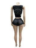 SC Print Short Sleeve Shorts Two Piece Set GFCF-1313