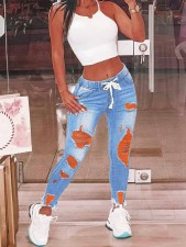 SC Fashion Washed Holes Pencil Jeans GXJF-234118