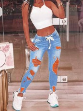 SC Fashion Washed Holes Pencil Jeans GXJF-234118