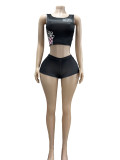 SC Print Short Sleeve Shorts Two Piece Set GFCF-1313