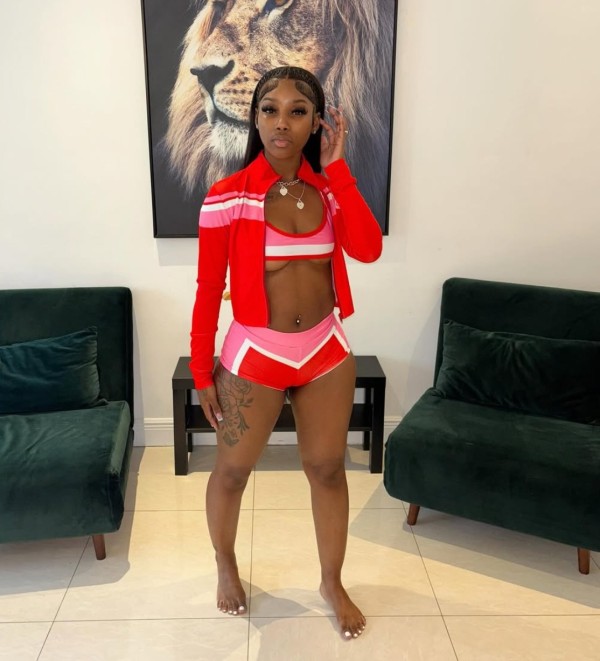 SC Color Block Bikini Short Top Three Piece Set GFCF-1372