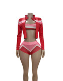 SC Color Block Bikini Short Top Three Piece Set GFCF-1372