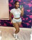 SC Letter Print Short Sleeve Sport Short Suit GBGF-65220
