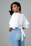 SC Solid Color Flare Sleeve Loose Shirt XHXF-929