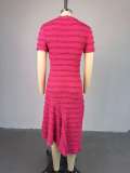 SC Short Sleeve Solid Color Midi Dress GMSF-SU9165