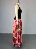 SC Print O Neck Sleeveless Maxi Dress GMSF-SU9239