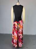 SC Print O Neck Sleeveless Maxi Dress GMSF-SU9239
