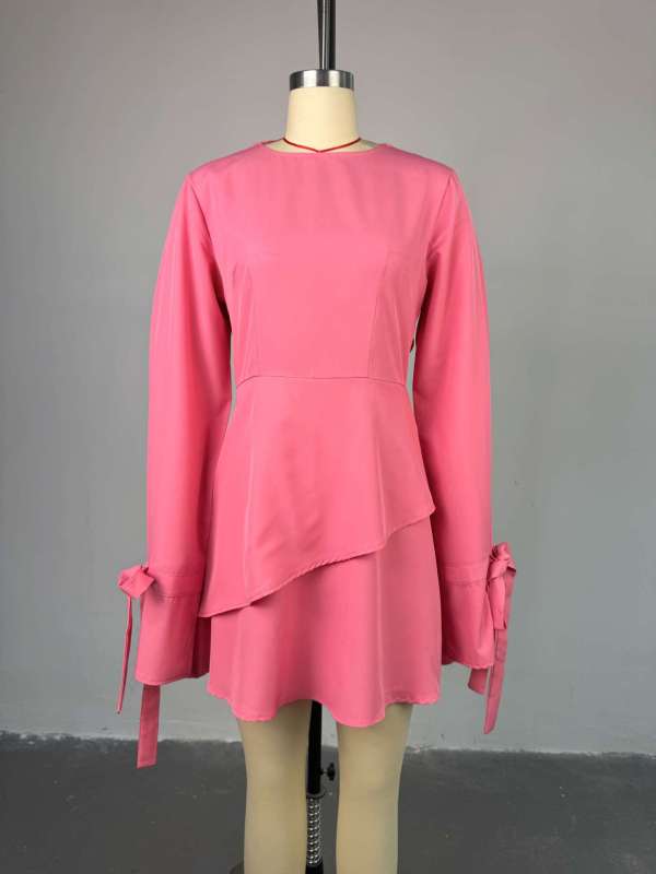 SC Solod Color Long Sleeve Two Piece Skirt Set GMSF-SU9166