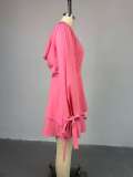 SC Solod Color Long Sleeve Two Piece Skirt Set GMSF-SU9166