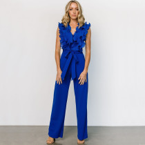 SC V Neck Backless Tie Up Jumpsuit CYA-901846