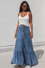 SC Cake Denim Half Body Long Skirt GMYT-14203
