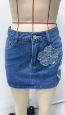 SC Flower Appliqued Denim Halter Skirt GMYT-14147