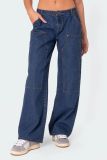 SC Loose Washed Pockets Straight Jeans GMYT-13635