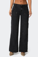 SC Loose Washed Pockets Straight Jeans GMYT-13635