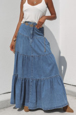 SC Cake Denim Half Body Long Skirt GMYT-14203