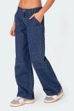 SC Loose Washed Pockets Straight Jeans GMYT-13635
