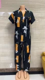 SC Plus Size Short Sleeve Print Shirt Two Piece Set GMYT-944