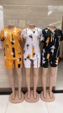 SC Plus Size Short Sleeve Print Shirt Two Piece Set GMYT-944