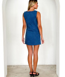 SC Vintage Round Neck Denim Mini Dress GMYT-13614