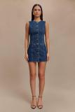SC Fashion O Neck Sleeveless Denim Midi Dress GMYT-13613