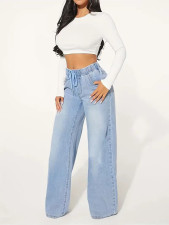SC Fashion Loose Drawstring Wide Leg Jeans GMYT-2402