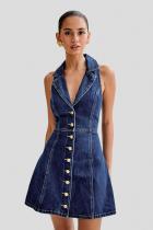 SC Sleeveless Lapel Single-breasted Midi Dress GMYT-13611