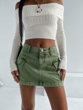 SC Solid Color Slim Denim Half Body Skirts GMYT-320