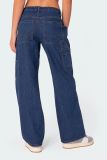 SC Loose Washed Pockets Straight Jeans GMYT-13635