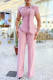 SC Short Sleeve Solid Color Slim Pants Suit MK-3211