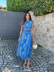SC Sleeveless Print Tops Long Skirt 2 Piece Set SHD-9790