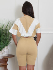 SC Sport Short Sleeve Contrast Color Shorts Suit SFY-756