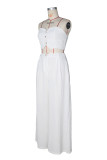 SC Solid Color Wrap Chest Top Wide Leg Pants Suit ZSD-0752